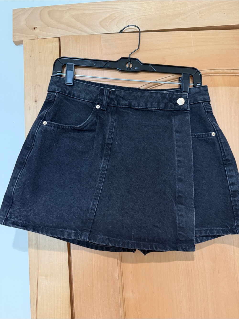 Classic Black Denim Mini Skort